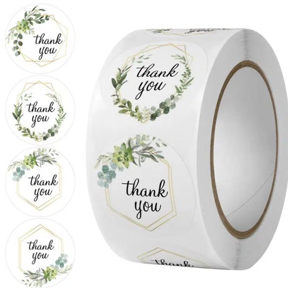 Other - 500pcs, Round Floral Thank You Stickers